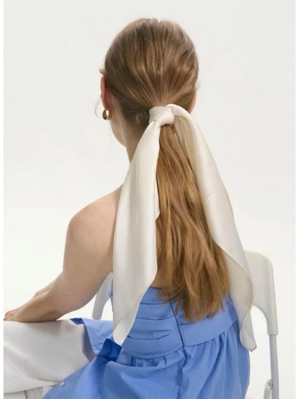 Women's Solid Color Off-white Square Scarf for Digital Printed Headscarf Silk